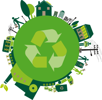 Ilustração de Planeta com símbolo de reciclagem